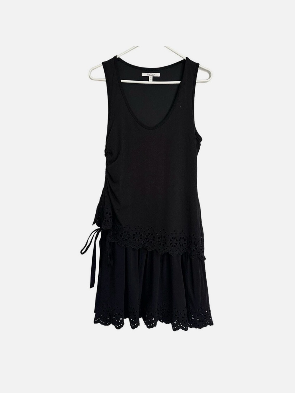 Derek Lam Black Sleeveless Eyelet Hem Dress